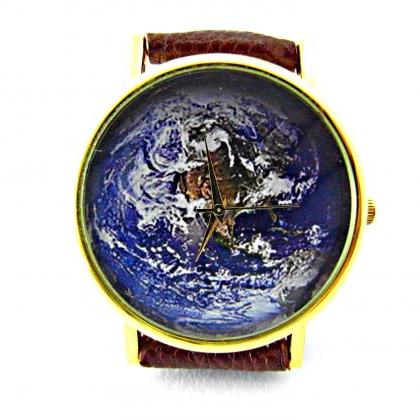 Earth Leather Wrist Watches, Woman Man Lady Unisex..