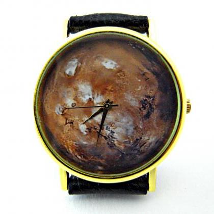 Mars Leather Wrist Watches, Woman Man Lady Unisex..