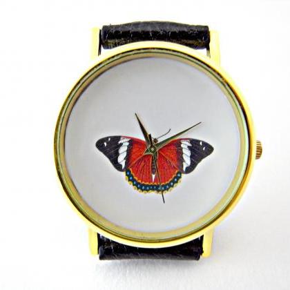 Butterfly Leather Wrist Watches, Woman Man Lady..