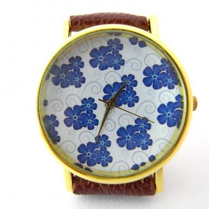 Flower Leather Wrist Watches, Woman Man Lady..