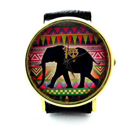 Elephant Leather Wrist Watches, Woman Man Lady..