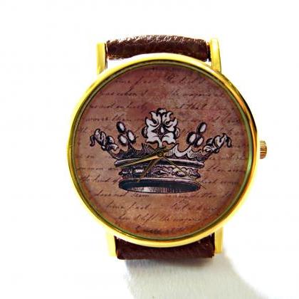 Crown, Wisdom Circle Leather Wrist Watch, Woman..
