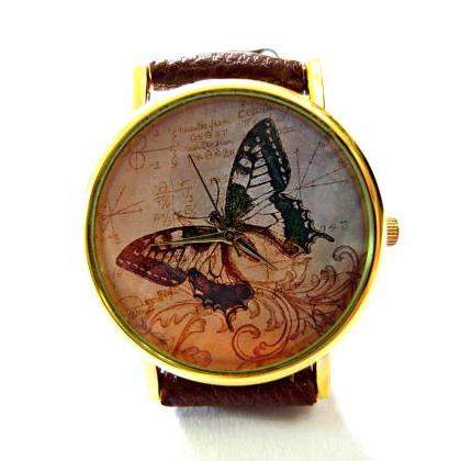 Butterfly, Wisdom Circle Leather Wrist Watch,..