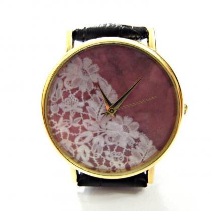 Lace Leather Wrist Watch, Woman Man Lady Unisex..