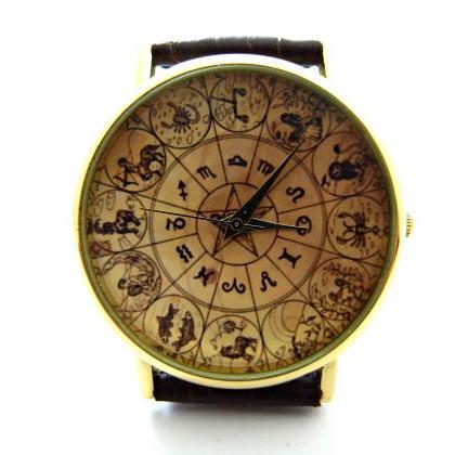 Zodiac Signs Wrist Watch, Woman Man Lady Unisex..