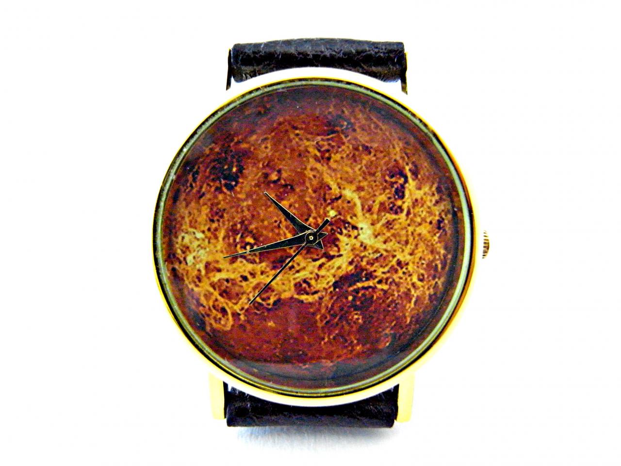 Venus Planet Leather Wrist Watches, Woman Man Lady Unisex Watch, Genuine Leather Handmade Unique Watch #17