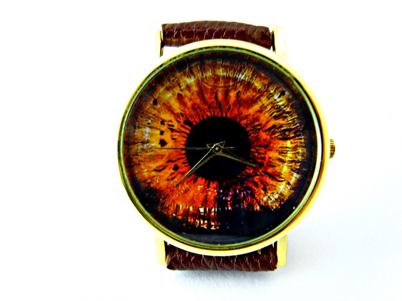 Eye Leather Wrist Watches, Woman Man Lady Unisex Watch, Genuine Leather