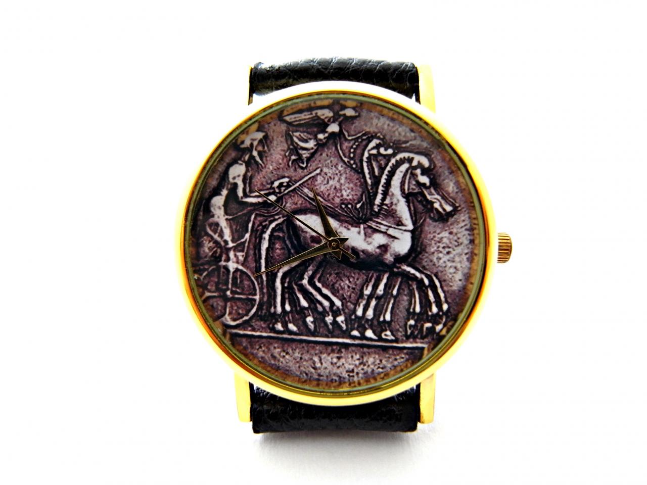 Antique Coin, Old Coin Leather Wrist Watch, Woman Man Lady Unisex Watch, Genuine Leather Handmade Unique Watch #111